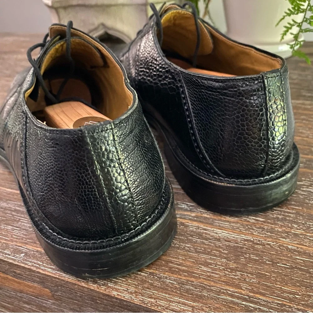 Vtg Exotic Teju Lizard Ostrich Skin David Eden Mens 11 Oxfords Dress Shoes Black